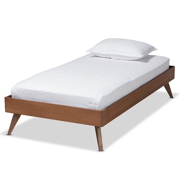 Baxton Studio Lissette Mid-Century Modern Ash Walnut Finished Wood Twin Size Platform Bed Frame 180-11159-Zoro - main
